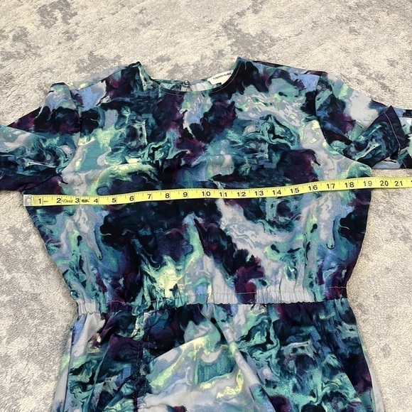 Open Edit Ruched Detail Midi Dress in Grey Blue Tie Dye Swirl Sz S - Picture 10 of 15